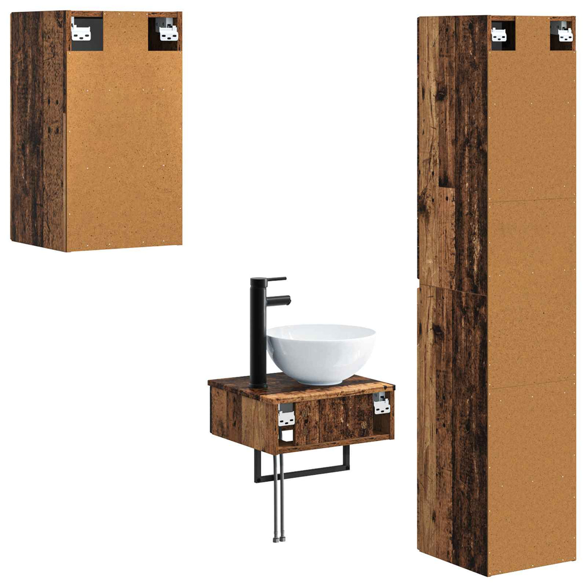 Set namještaja za kupaonicu 3 kom. Staro drvo Smeđa 33 x 34.5 x 160 cm