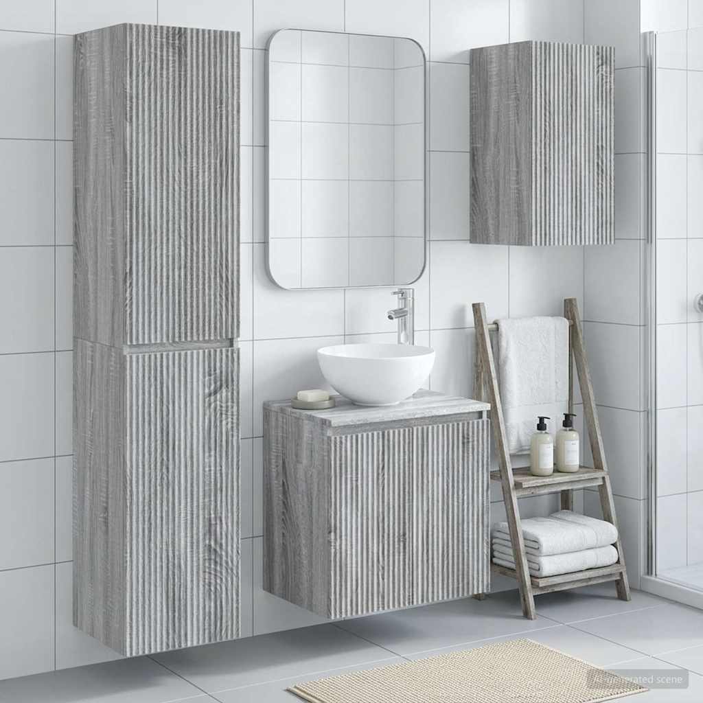 Set namještaja za kupaonicu 3 kom. Siva Sonoma 33 x 34.5 x 160 cm