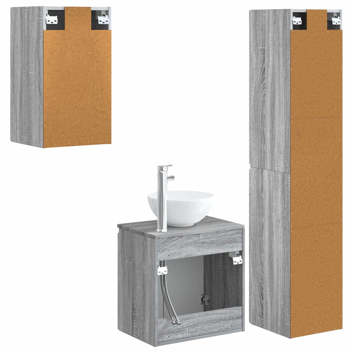 Set namještaja za kupaonicu 3 kom. Siva Sonoma 33 x 34.5 x 160 cm