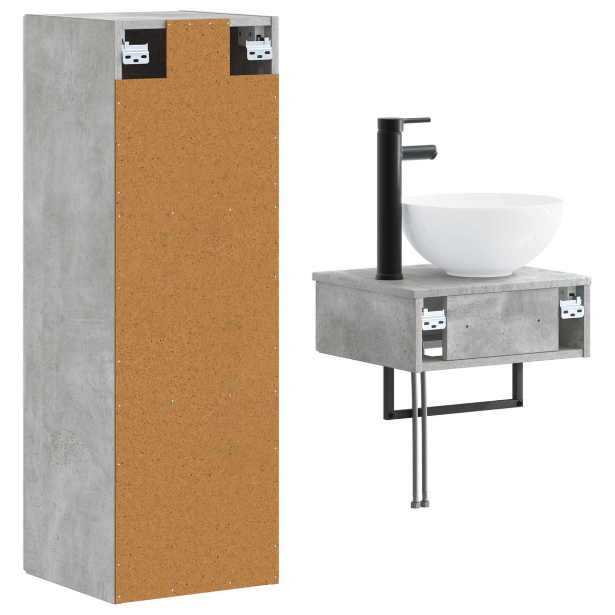 Set namještaja za kupaonicu 2 kom. Betonska siva 33 x 34,5 x 100 cm