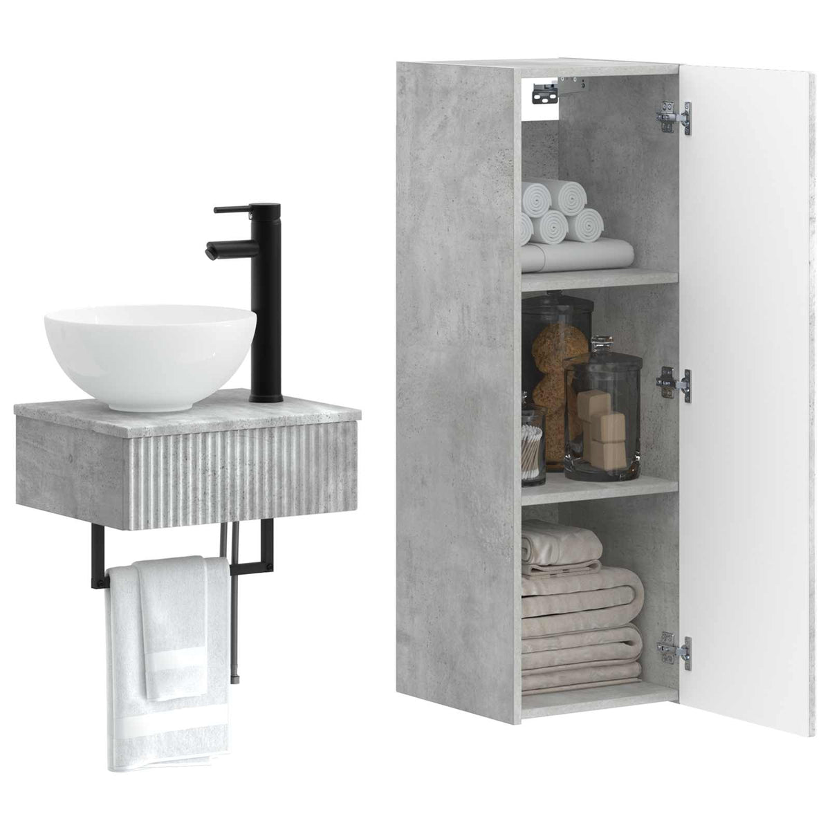 Set namještaja za kupaonicu 2 kom. Betonska siva 33 x 34,5 x 100 cm
