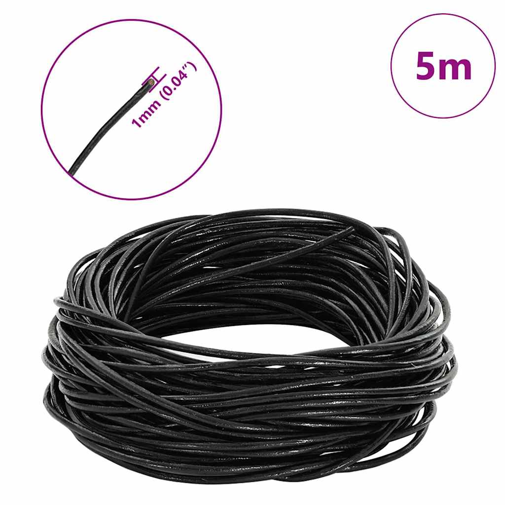 Kožni konop Crna Ø1 mm x 5 m Koža