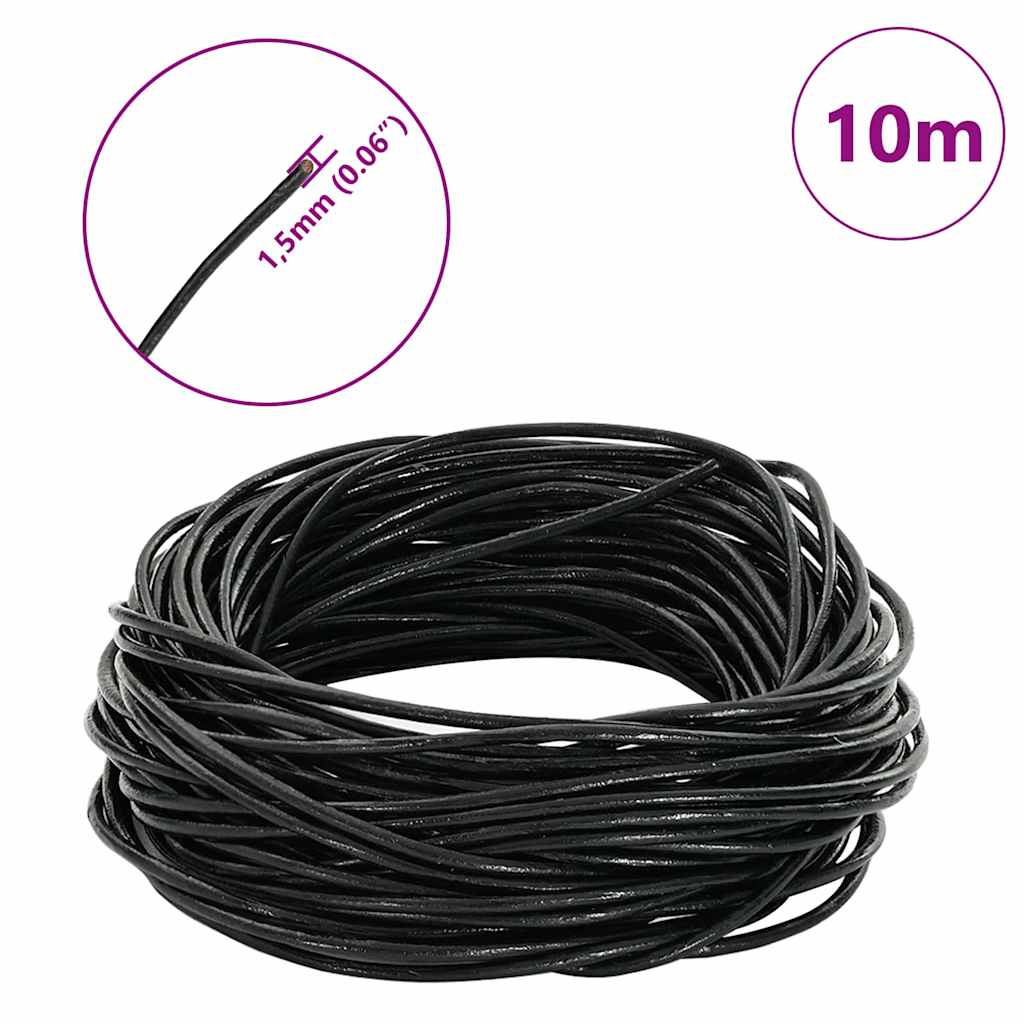 Kožni konop Crna Ø1,5 mm x 10 m Koža