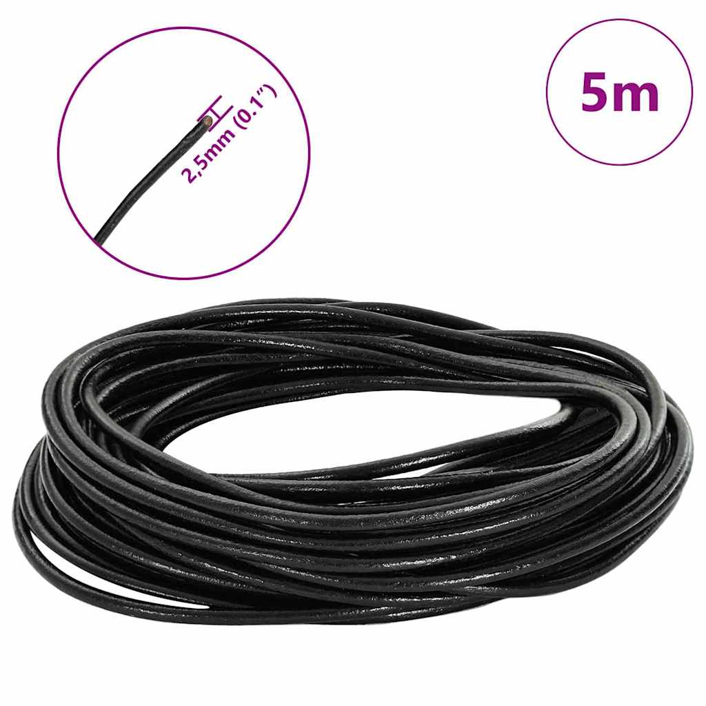 Kožni konop Crna Ø2,5 mm x 5 m Koža