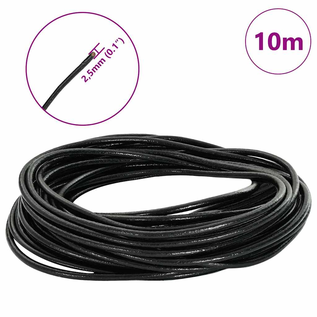 Kožni konop Crna Ø2,5 mm x 10 m Koža