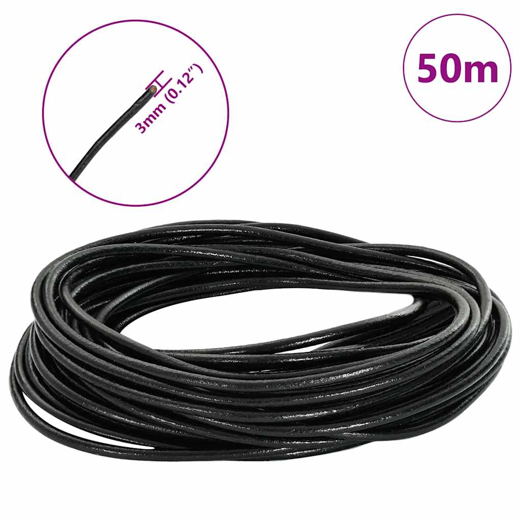 Kožni konop Crna Ø3 mm x 50 m Koža