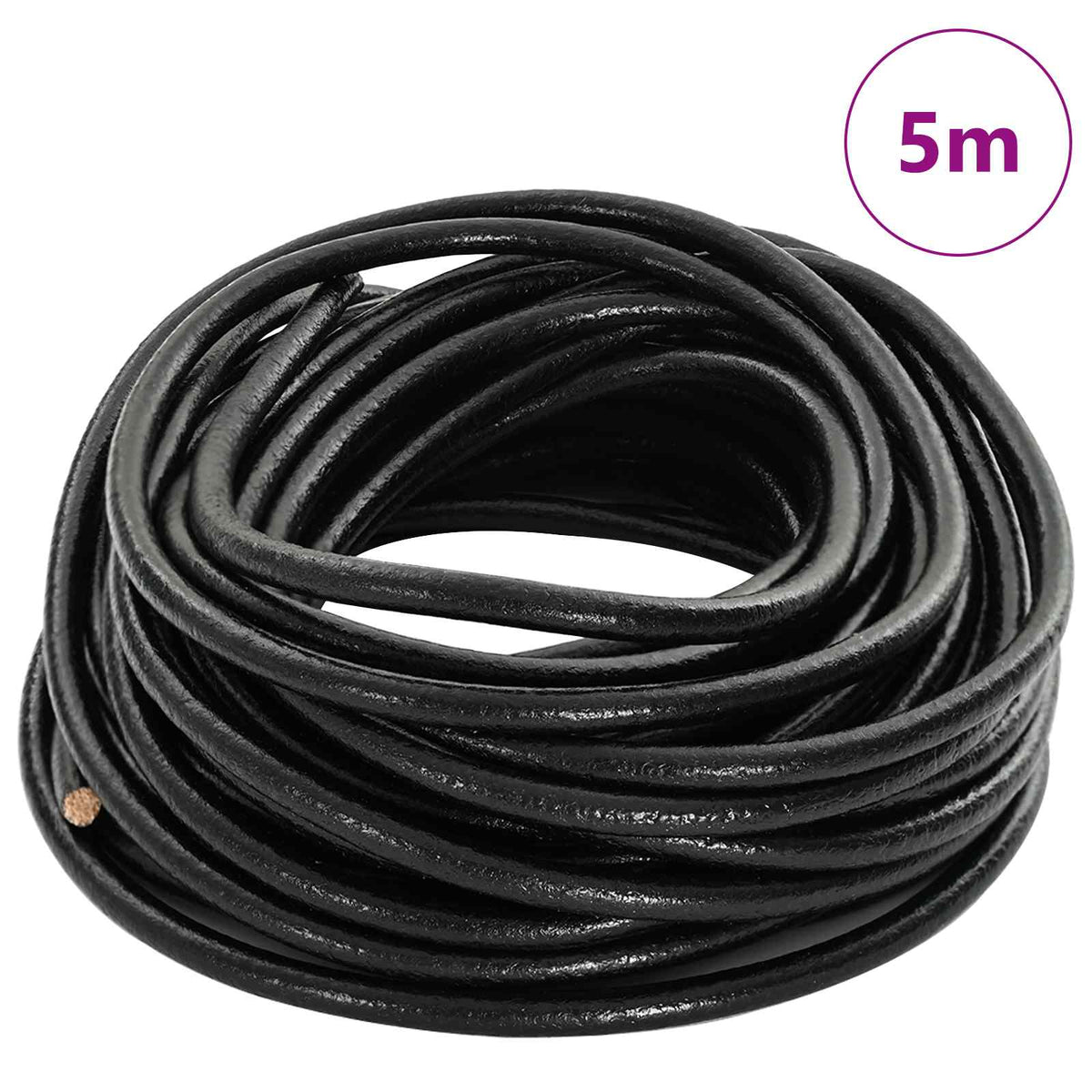 Kožni konop Crna Ø5 mm x 5 m Koža