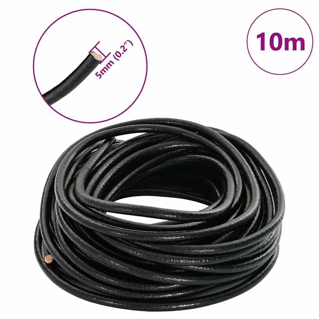 Kožni konop Crna Ø5 mm x 10 m Koža