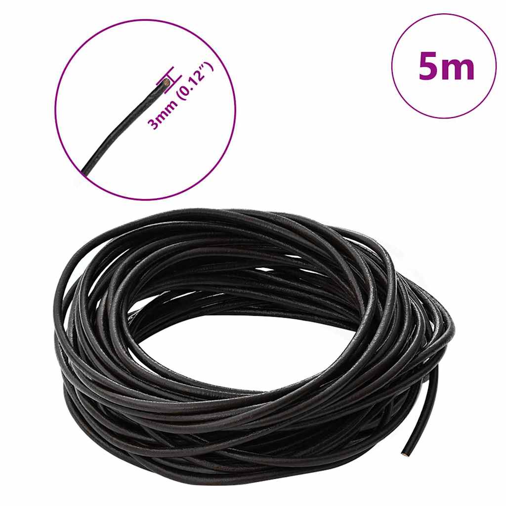 Kožni konop Tamno smeđa Ø3 mm x 5 m Koža