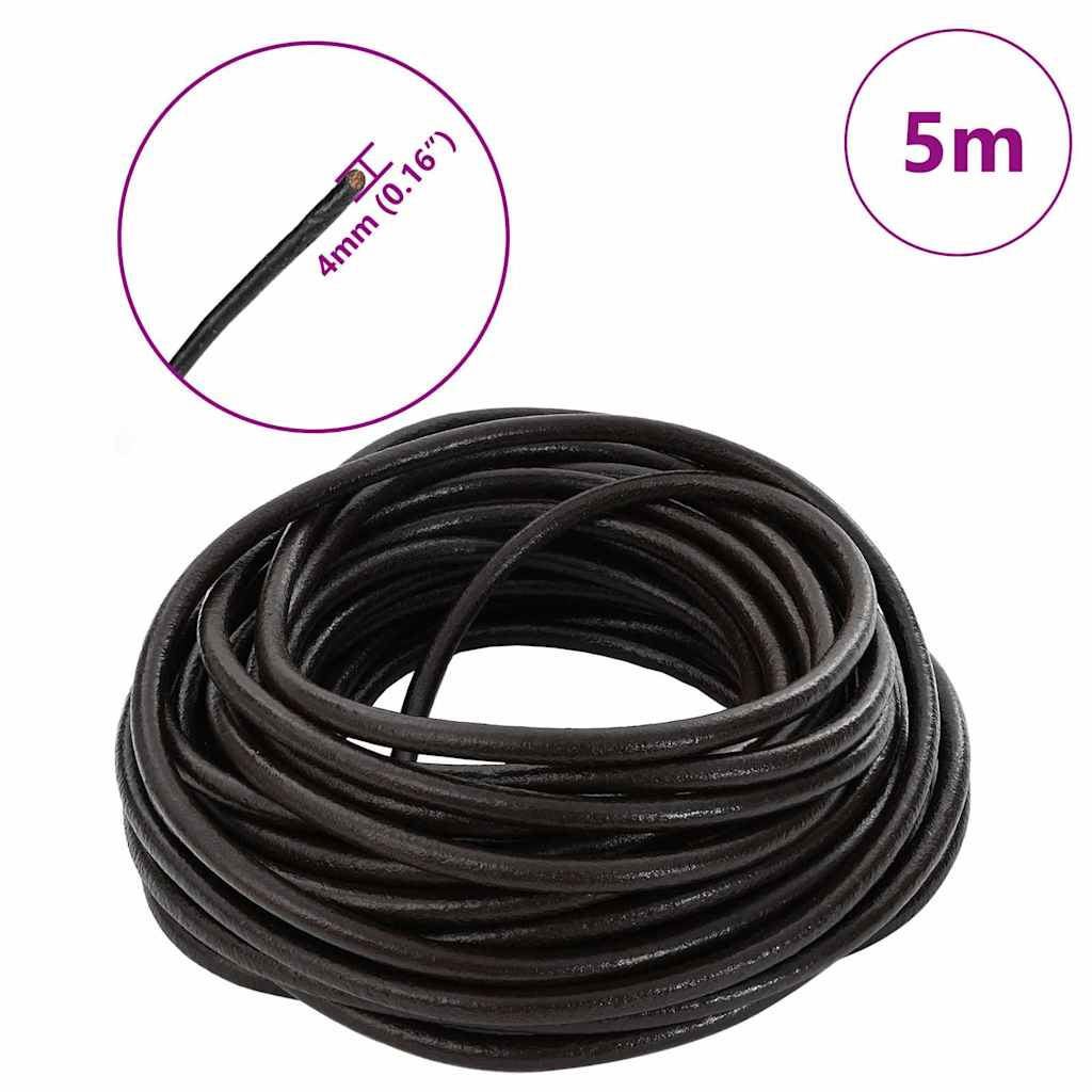 Kožni konop Tamno smeđa Ø4 mm x 5 m Koža