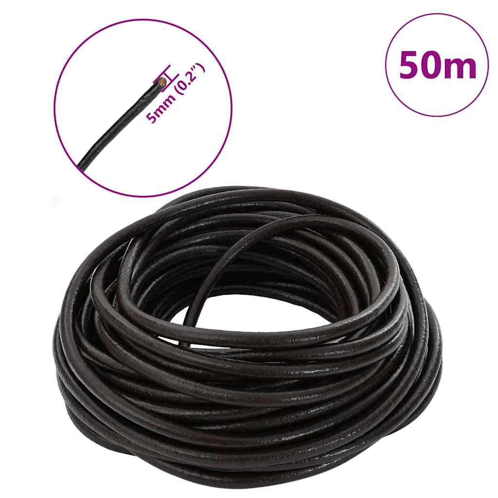 Kožni konop Tamno smeđa Ø5 mm x 50 m Koža