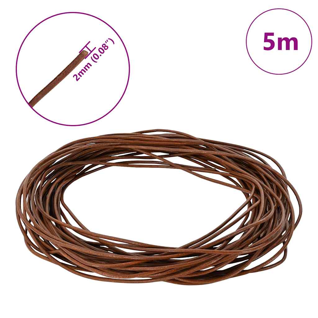 Kožni konop Svijetlosmeđa Ø2 mm x 5 m Koža