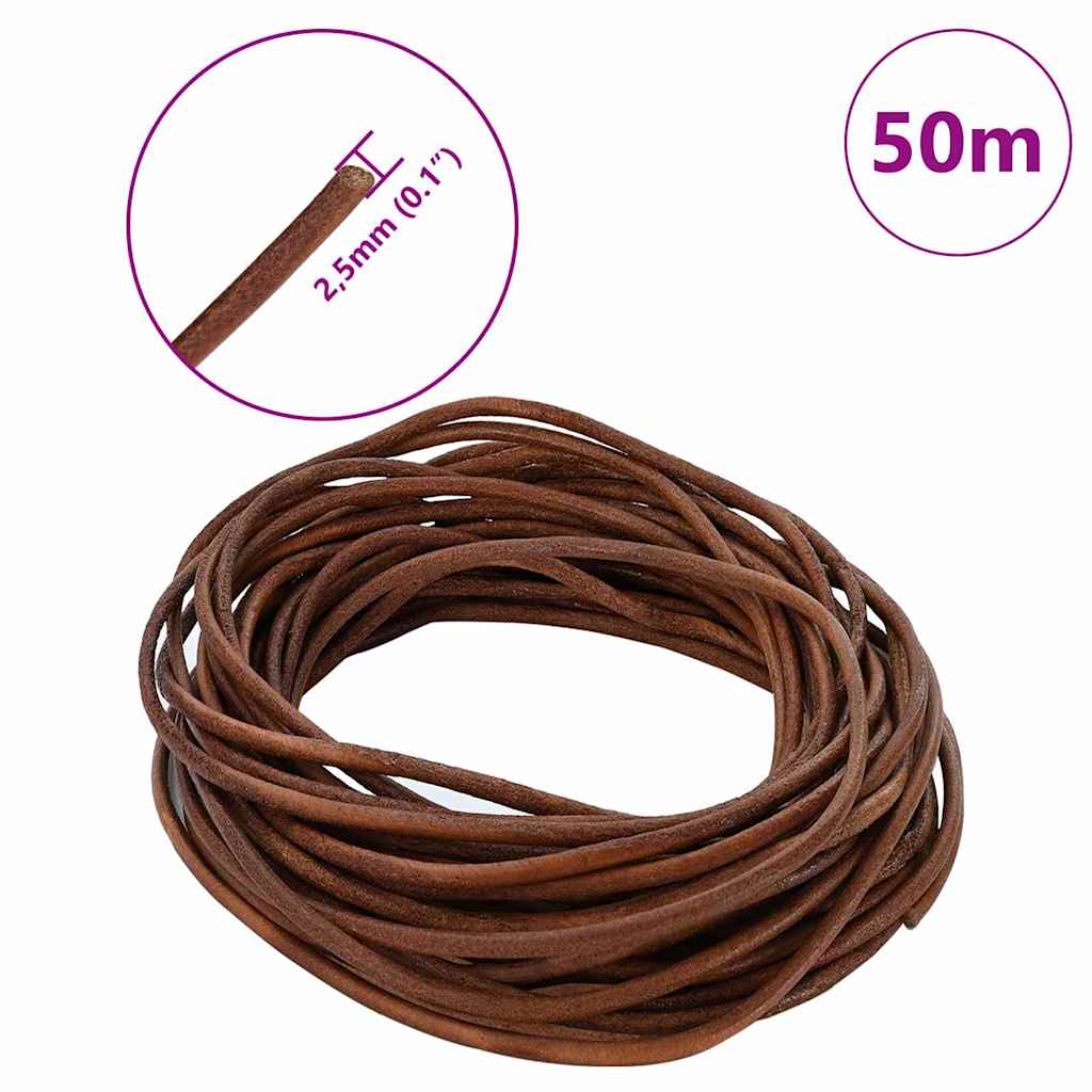 Kožni konop Svijetlosmeđa Ø2,5 mm x 50 m Koža