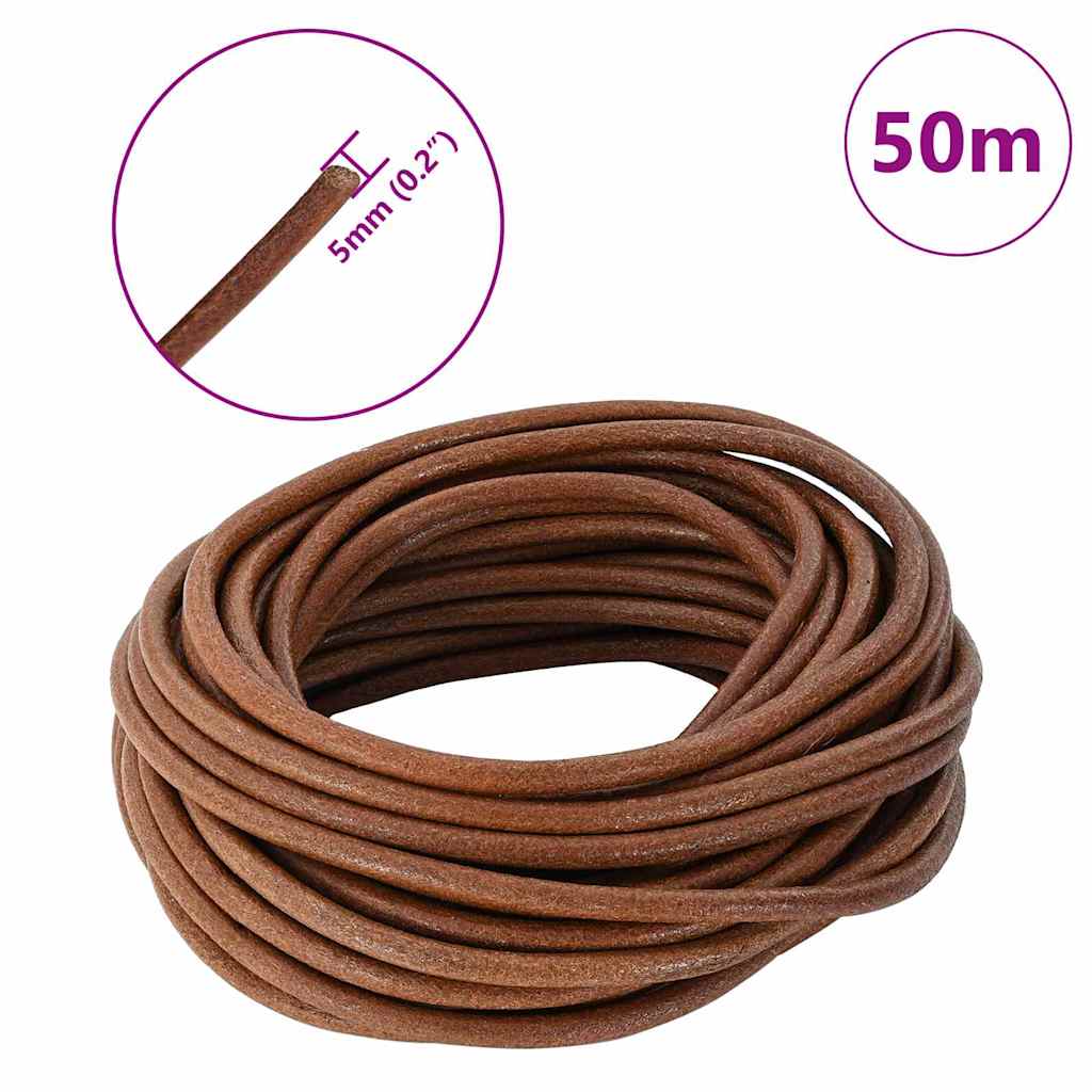 Kožni konop Svijetlosmeđa Ø5 mm x 50 m Koža
