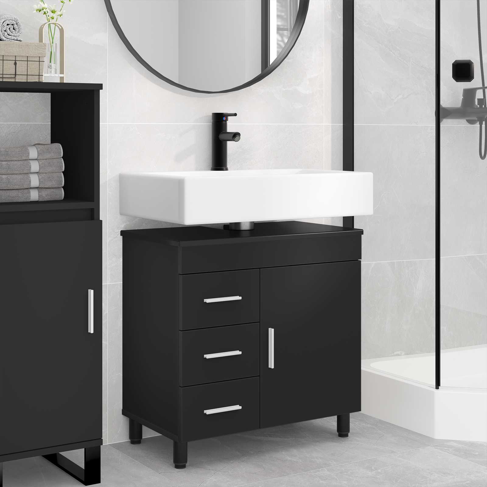 Toaletna jedinica Crna 60 x 35 x 60 cm Konstruirano drvo
