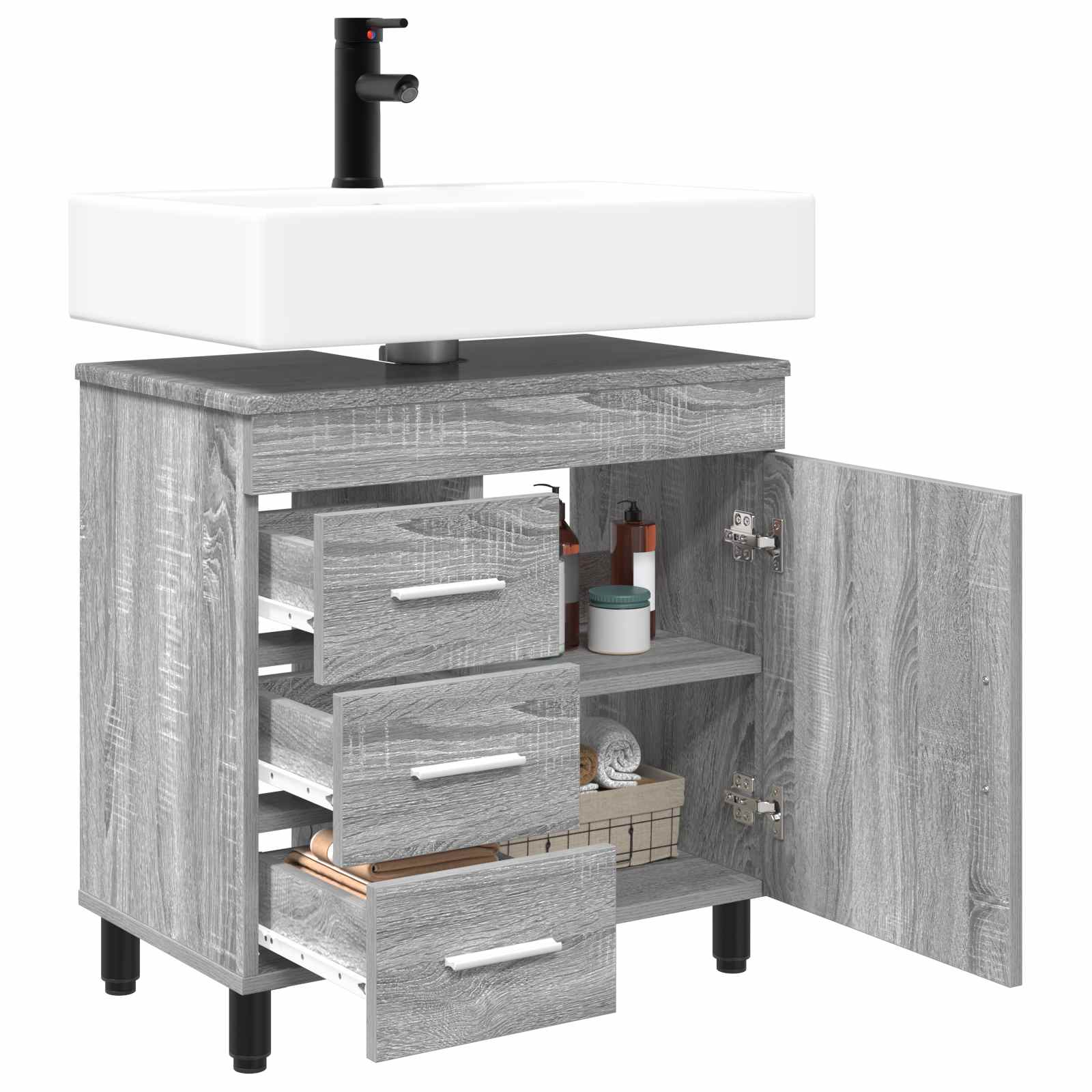 Toaletna jedinica Siva Sonoma 60 x 35 x 60 cm Konstruirano drvo