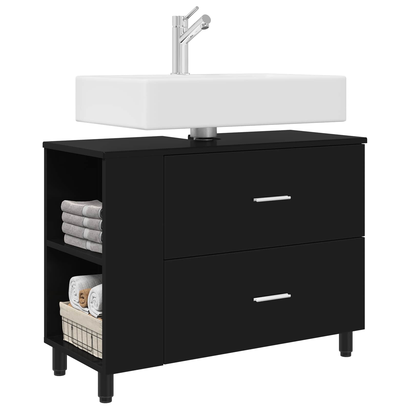 Toaletna jedinica Crna 80 x 35 x 60 cm Konstruirano drvo