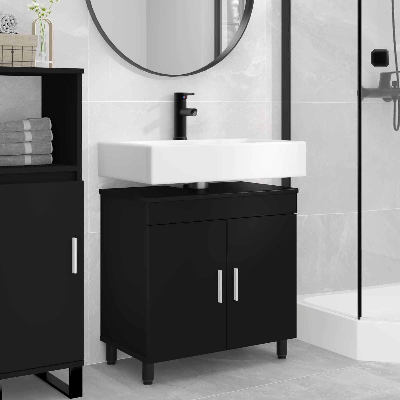 Toaletna jedinica Crna 60 x 35 x 60 cm Konstruirano drvo
