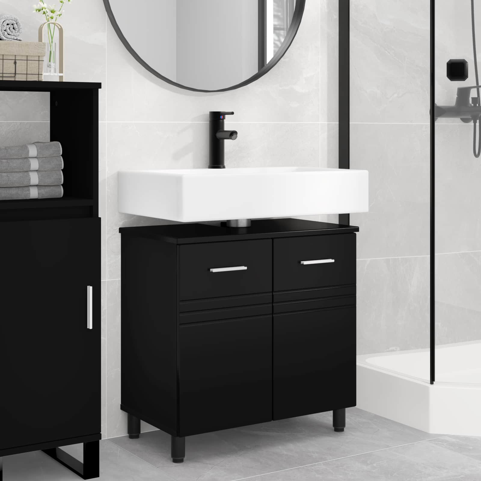 Toaletna jedinica Crna 60 x 35 x 60 cm Konstruirano drvo