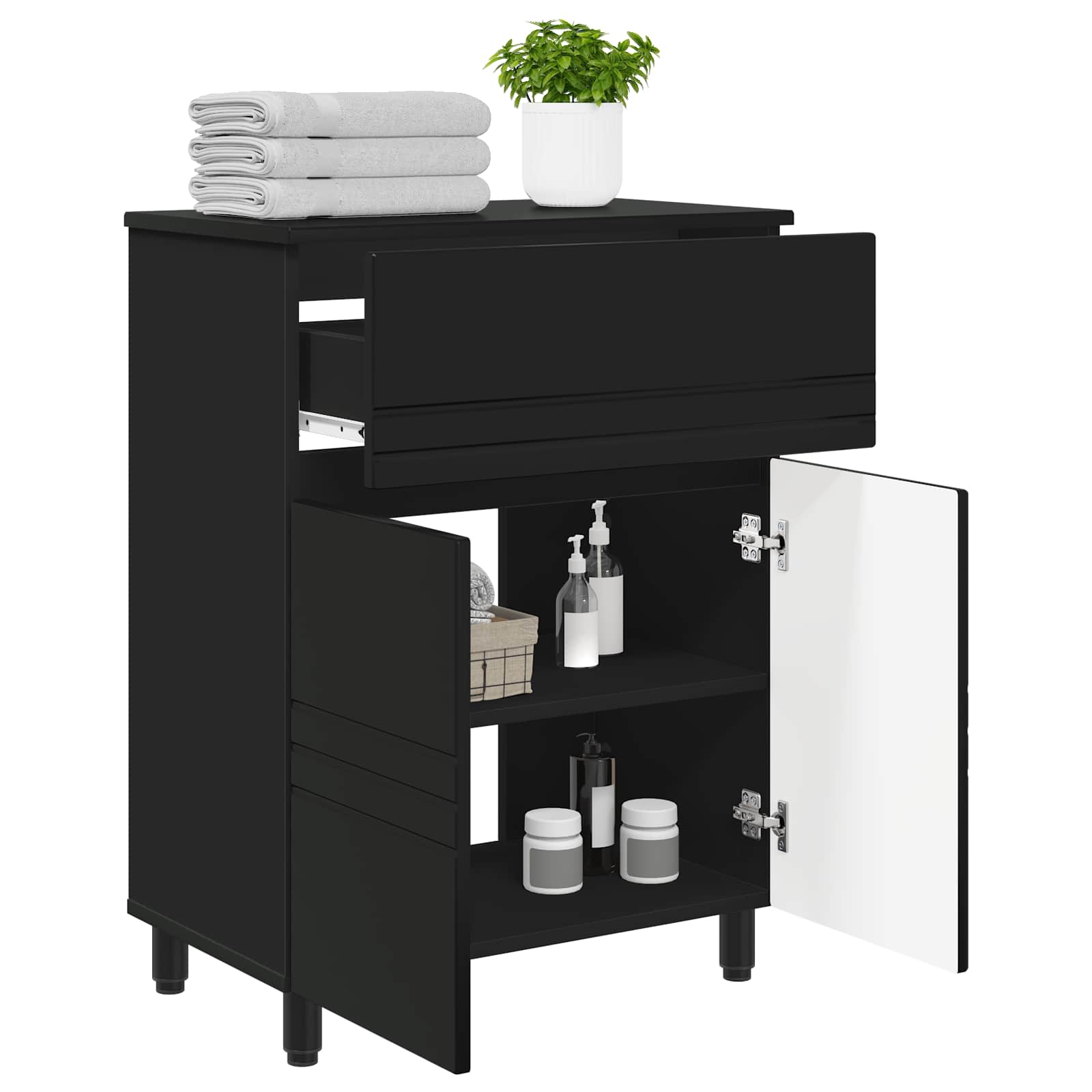 Toaletna jedinica Crna 60 x 35 x 80 cm Konstruirano drvo