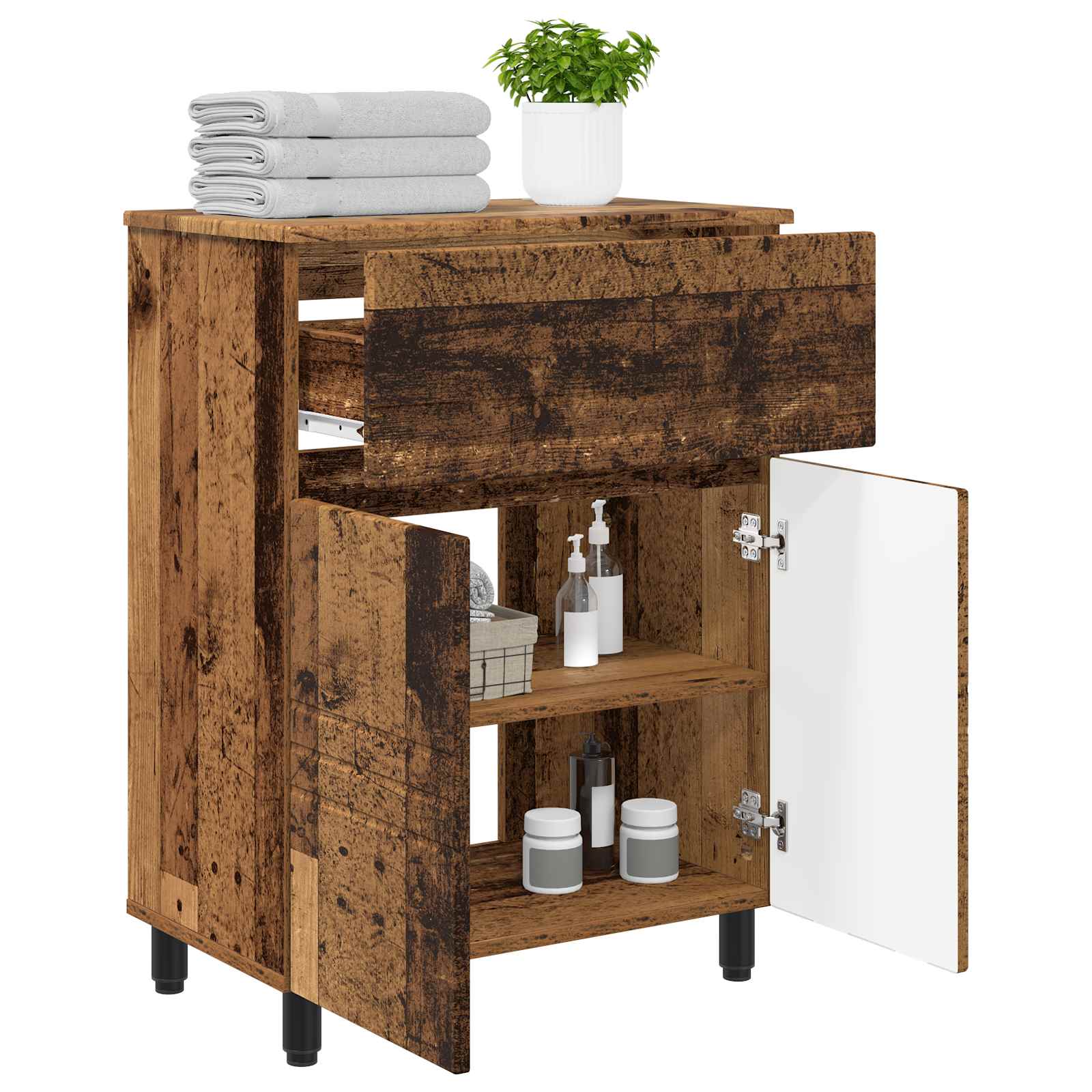 Toaletna jedinica Staro drvo 60 x 35 x 80 cm Konstruirano drvo