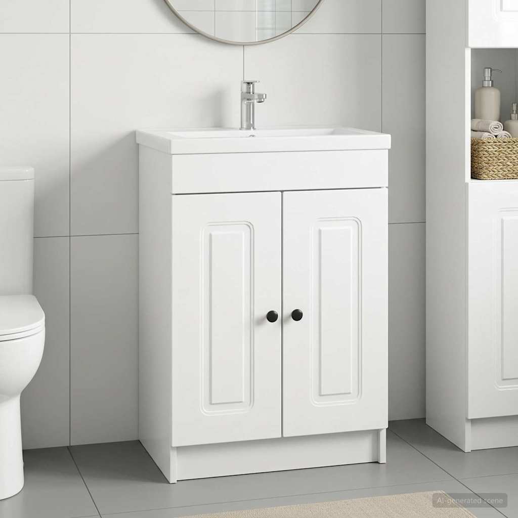 Ormarić ispod umivaonika Bijela visokog sjaja 56 x 37,5 x 81 cm