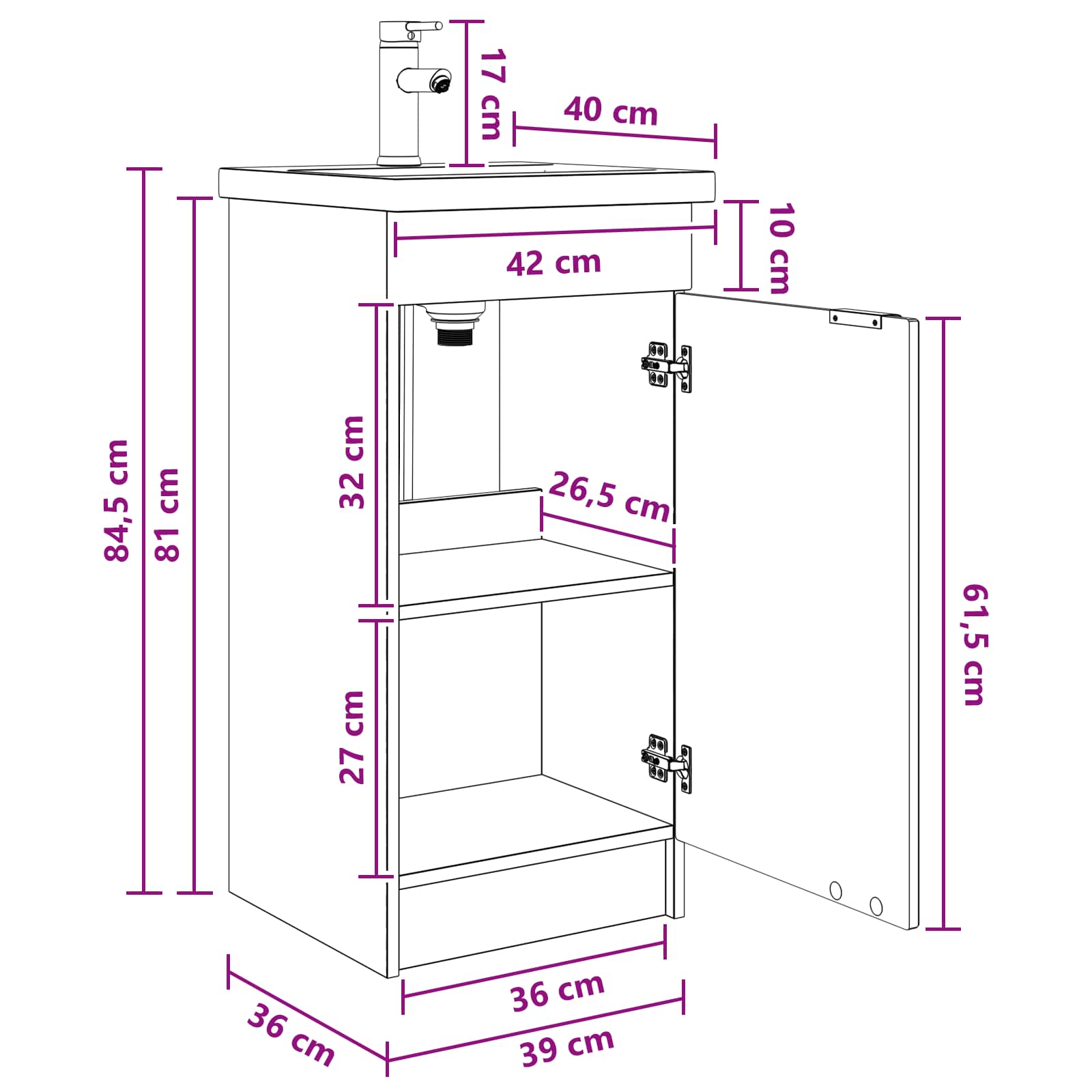 Kupaonski umivaonik s sudoperom Staro drvo 42 x 40 x 84,5 cm
