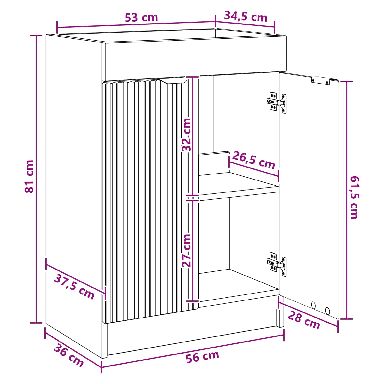 Ormarić ispod umivaonika Hrast artisan 56 x 37,5 x 81 cm