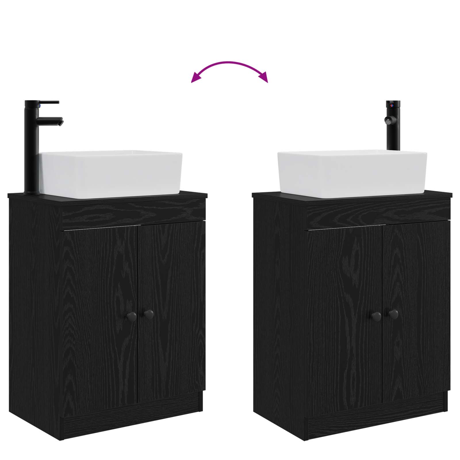 Kupaonski umivaonik s sudoperom Crna 54 x 35 x 83 cm