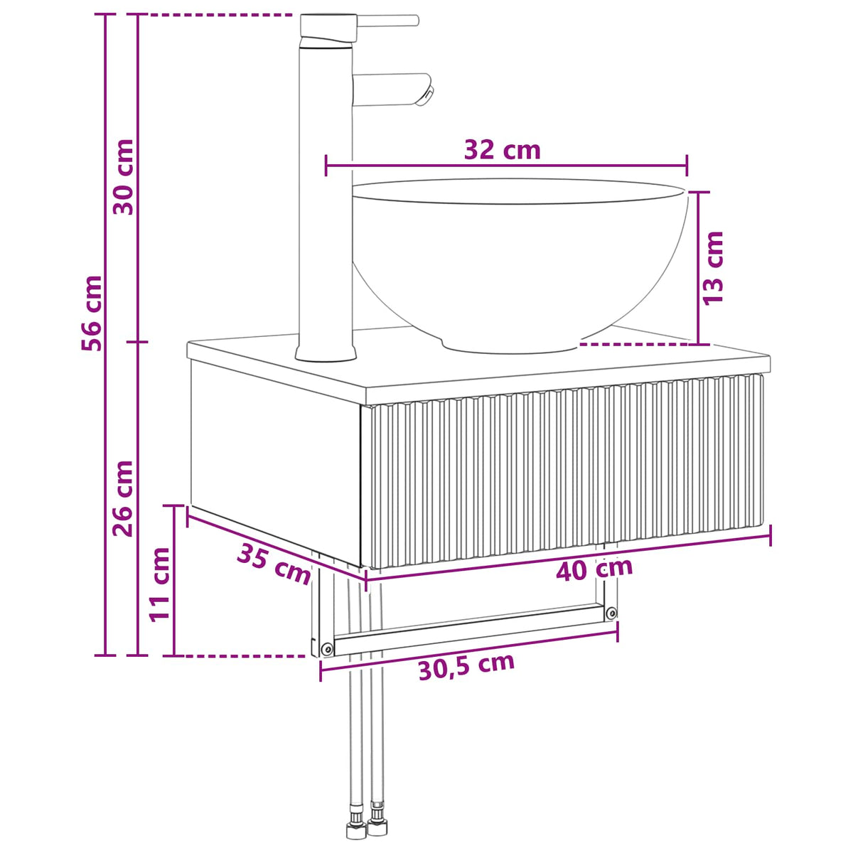 Zidni sudoper Betonska siva 40 x 35 x 39 cm Konstruirano drvo