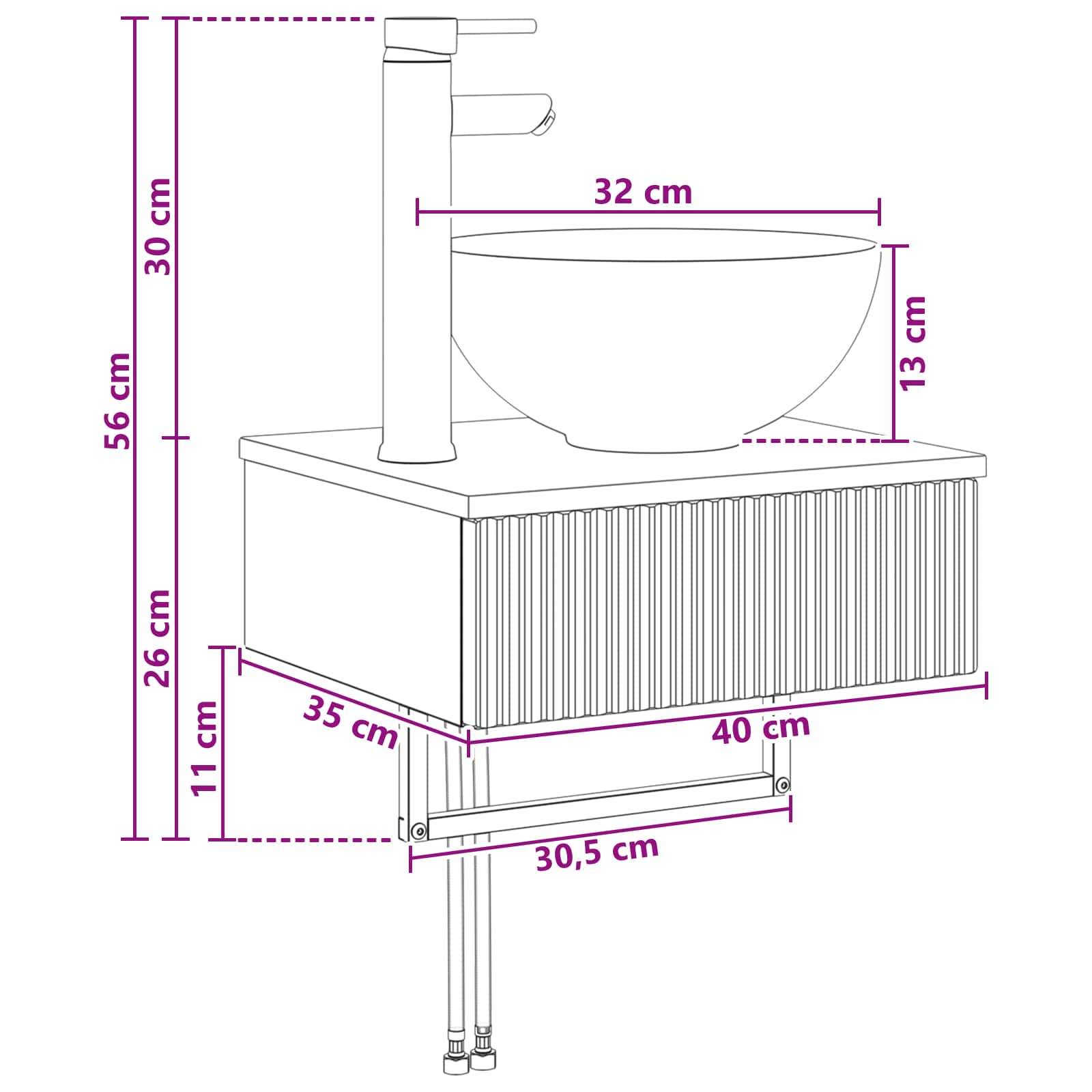 Zidni sudoper Staro drvo 40 x 35 x 39 cm Konstruirano drvo