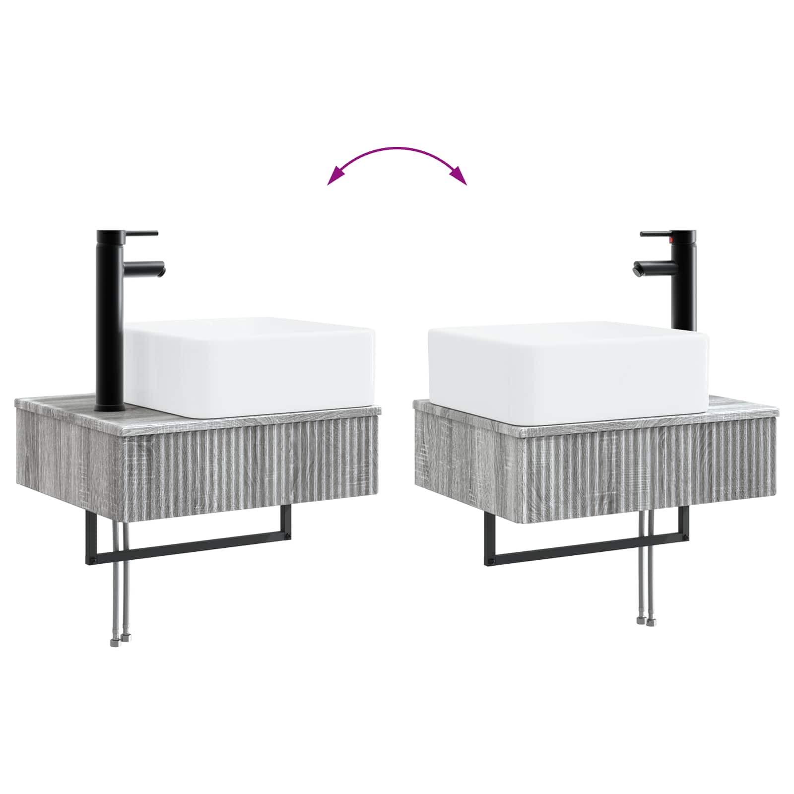 Zidni sudoper Siva Sonoma 53 x 35 x 39 cm Konstruirano drvo