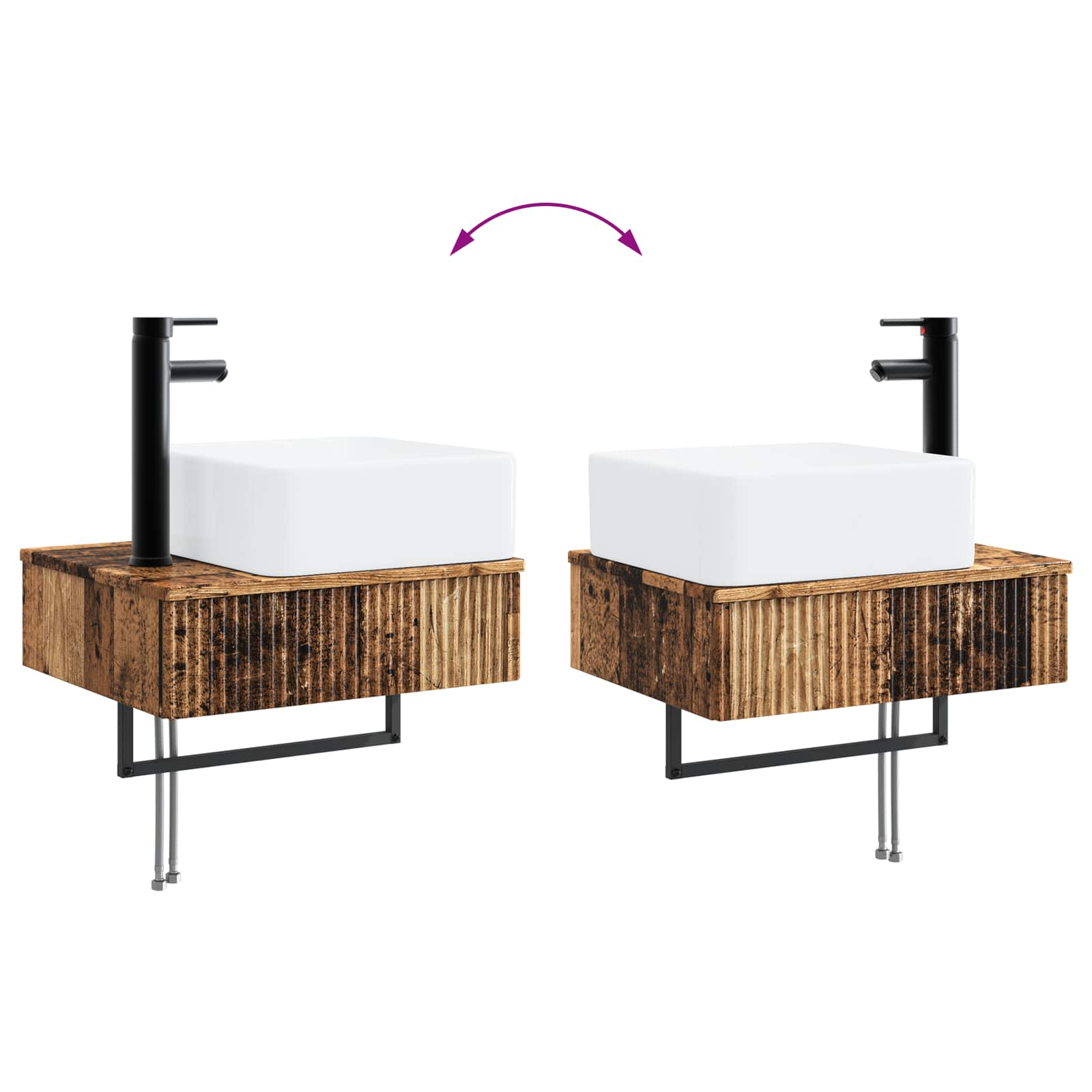 Zidni sudoper Staro drvo 53 x 35 x 39 cm Konstruirano drvo