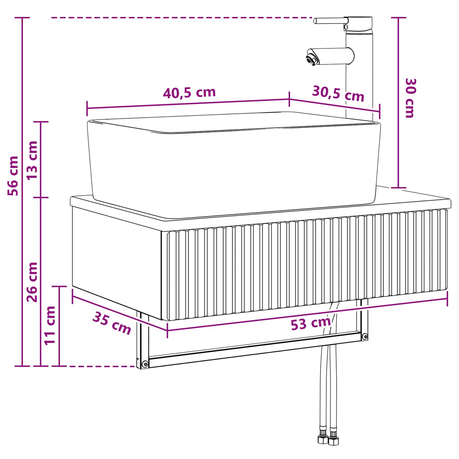 Zidni sudoper Staro drvo 53 x 35 x 39 cm Konstruirano drvo