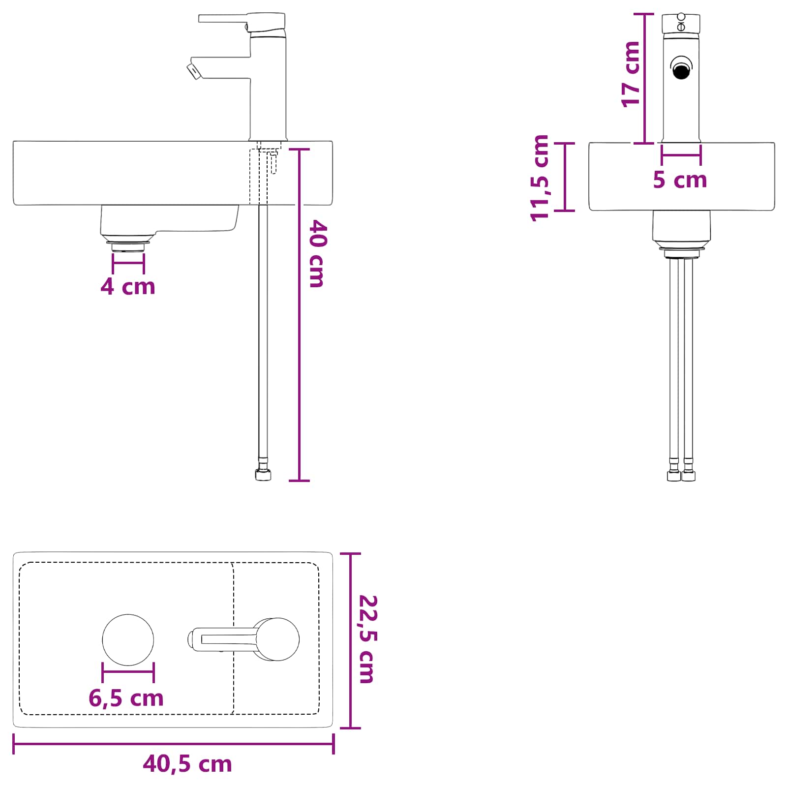 Umivaonik za kupaonicu Krom 40,5 x 22,5 x 11,5 cm Metal