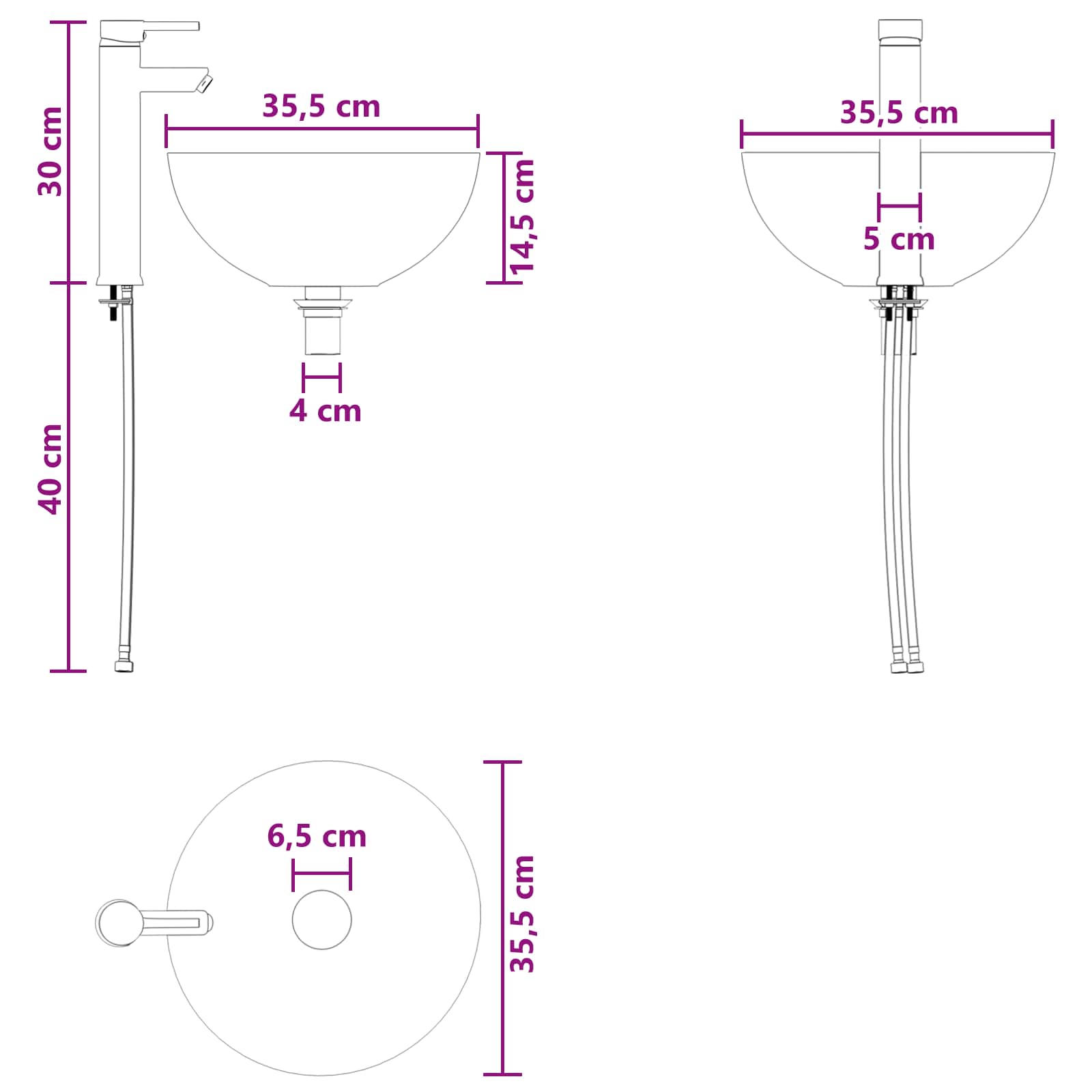 Umivaonik s policom Hrast sonoma 49,5 x 41 x 64,5 cm