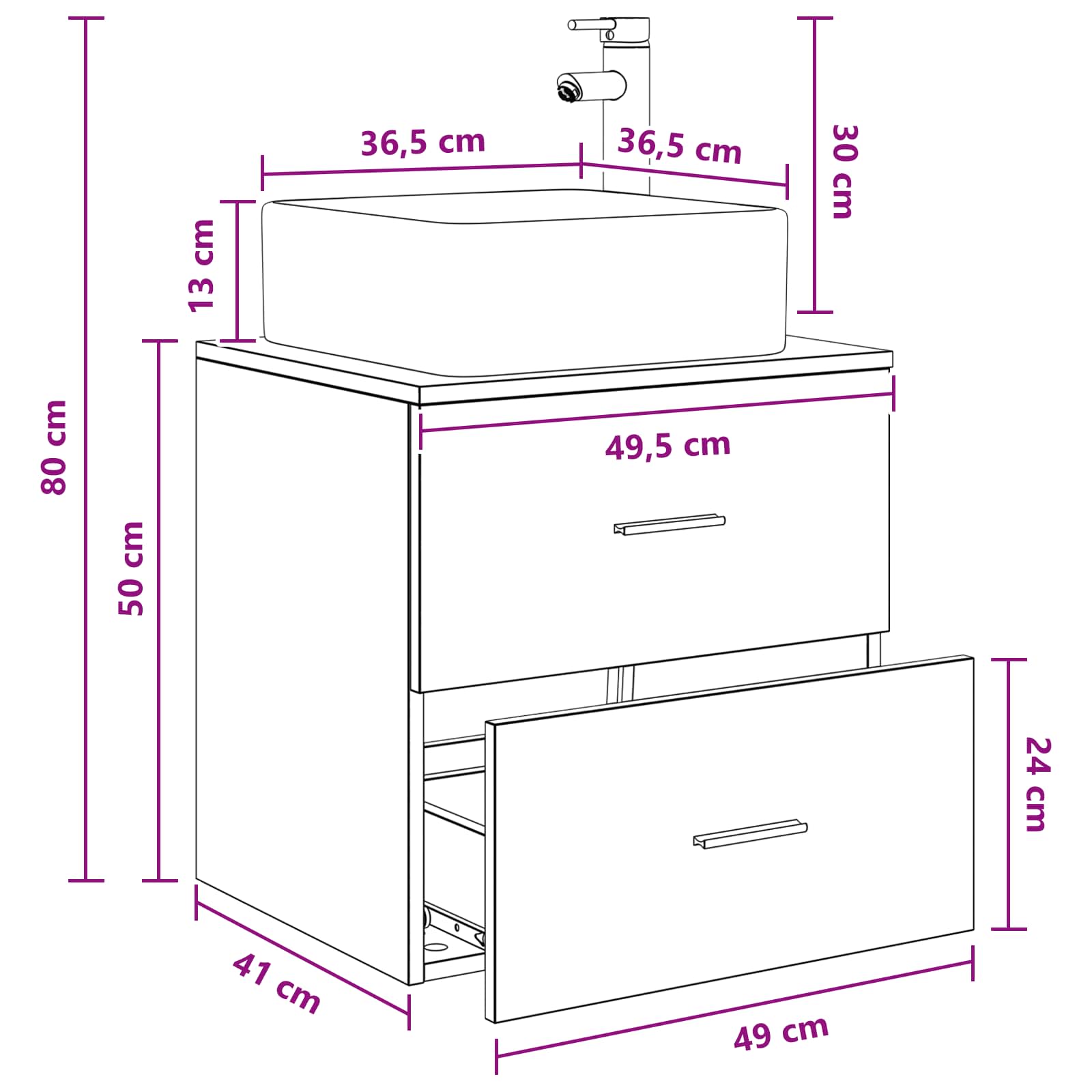 Umivaonik s policom Bijela 49,5 x 41 x 63 cm Konstruirano drvo