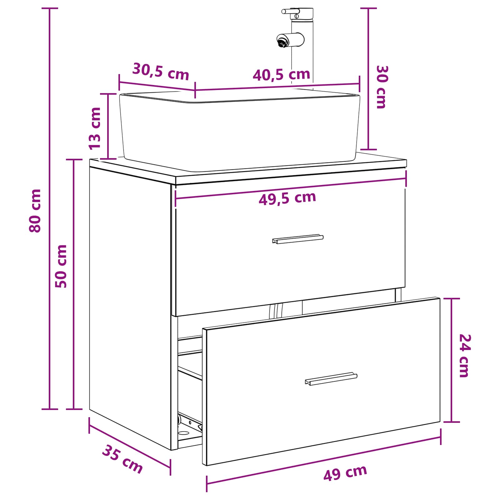 Umivaonik s policom Hrast artisan 53 x 34,5 x 63 cm