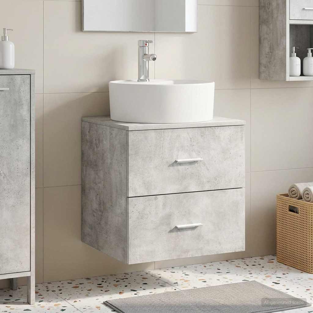 Umivaonik s policom Betonska siva 49,5 x 44,5 x 65 cm