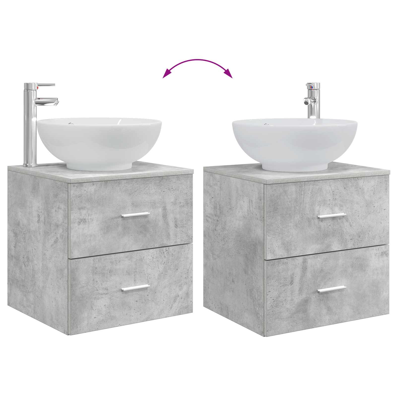 Umivaonik s policom Betonska siva 49,5 x 44,5 x 66,5 cm