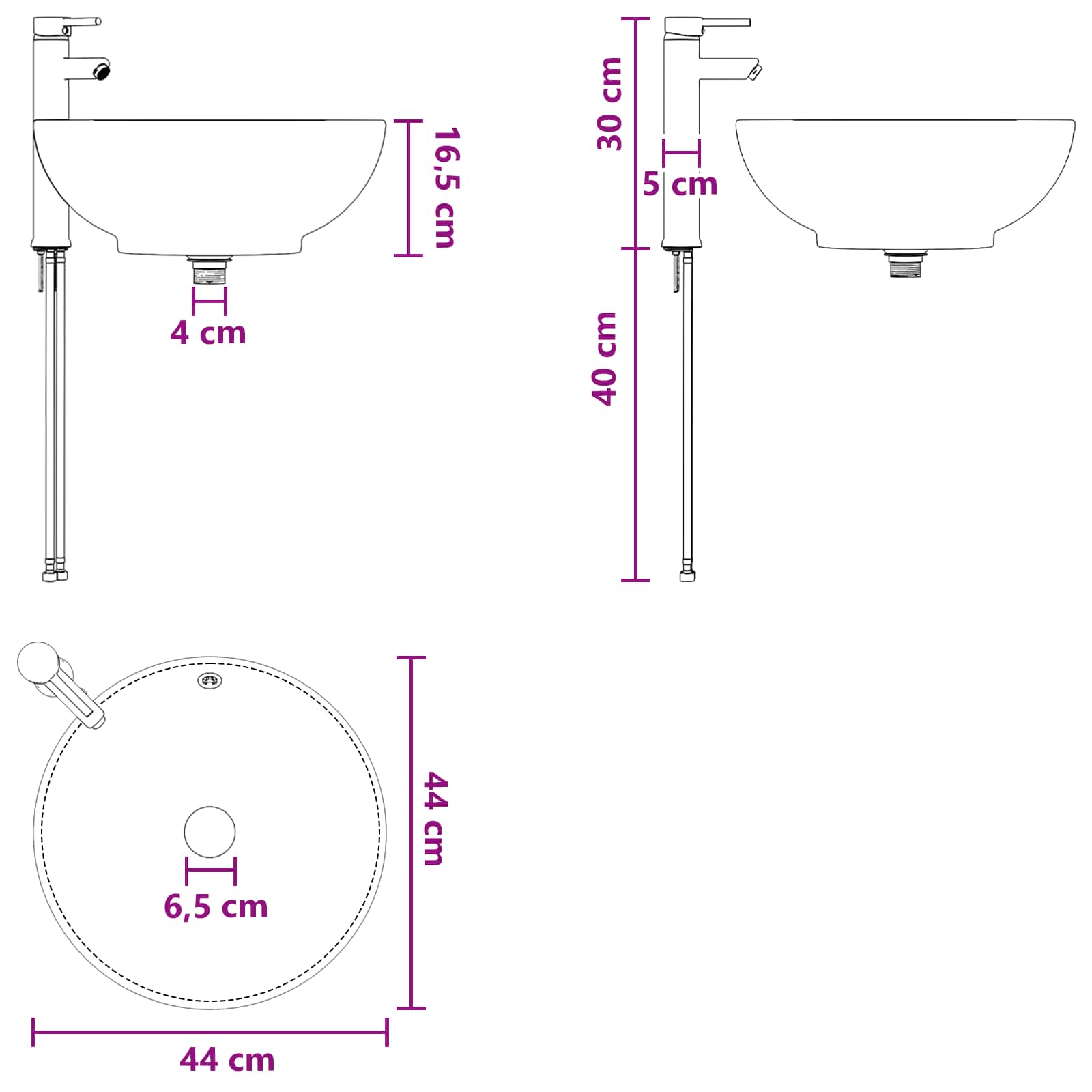 Umivaonik s policom Betonska siva 49,5 x 44,5 x 66,5 cm