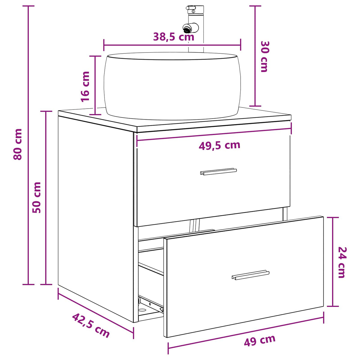 Umivaonik s policom Bijela 49,5 x 44,5 x 66 cm