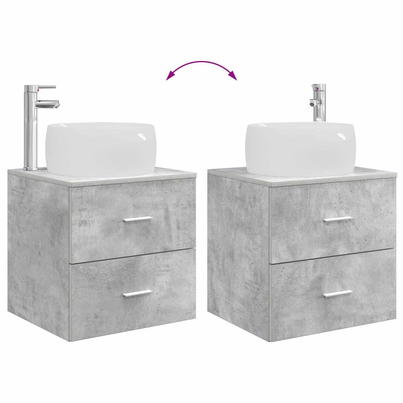 Umivaonik s policom Betonska siva 49,5 x 44,5 x 66 cm