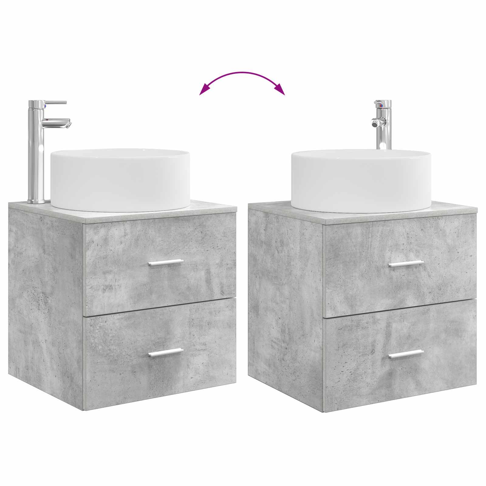 Umivaonik s policom Betonska siva 49,5 x 44,5 x 65,5 cm