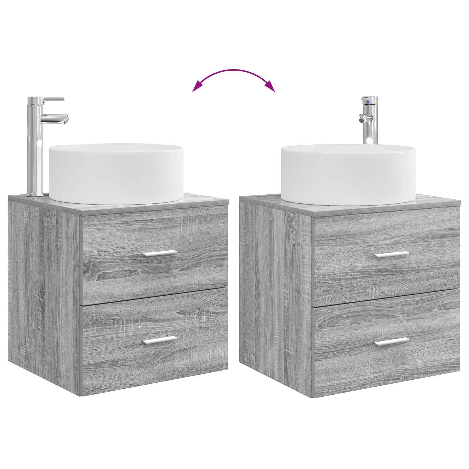 Umivaonik s policom Siva Sonoma 49,5 x 44,5 x 65,5 cm