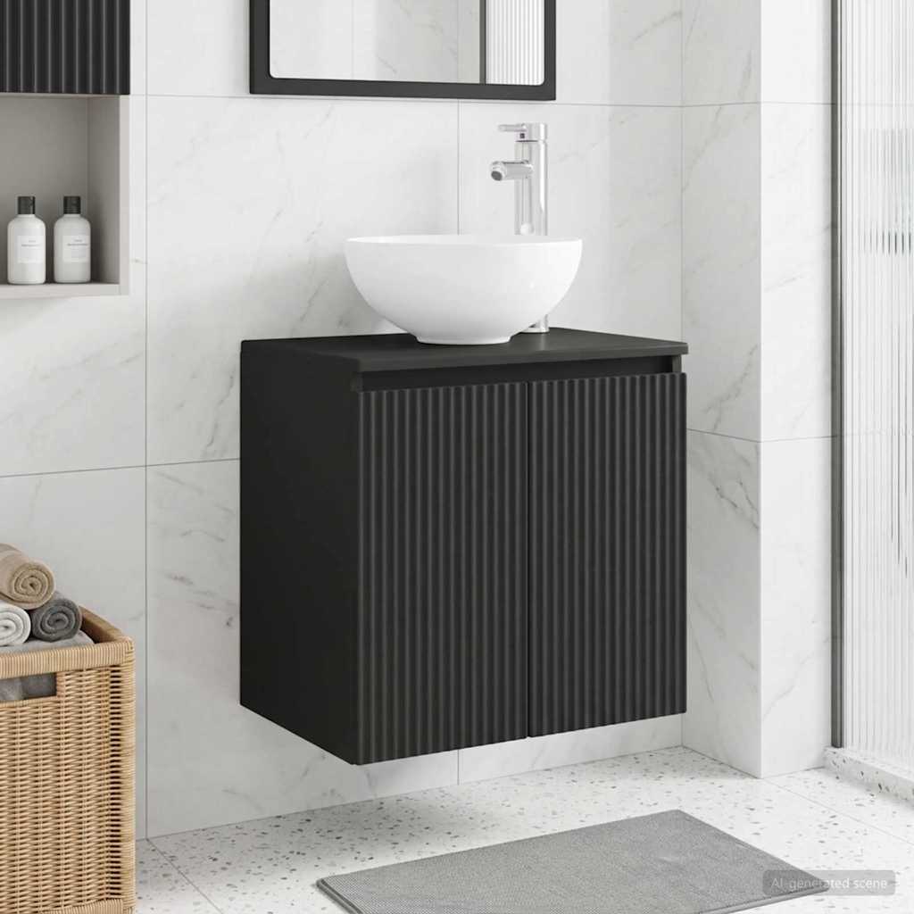 Umivaonik s policom Crna 49,5 x 35 x 63 cm Konstruirano drvo