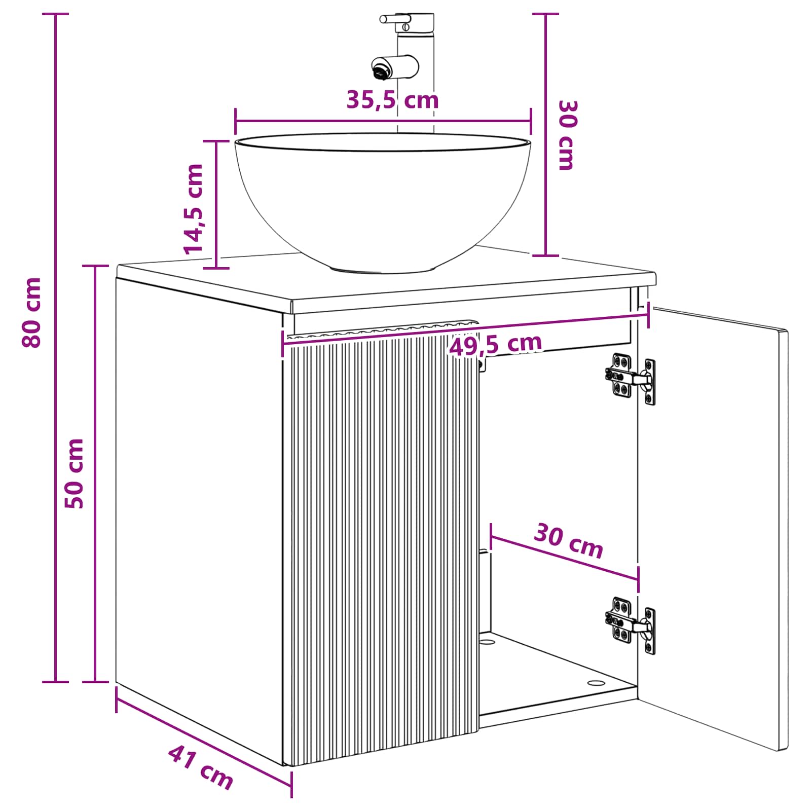 Umivaonik s policom Bijela 49,5 x 41 x 64,5 cm