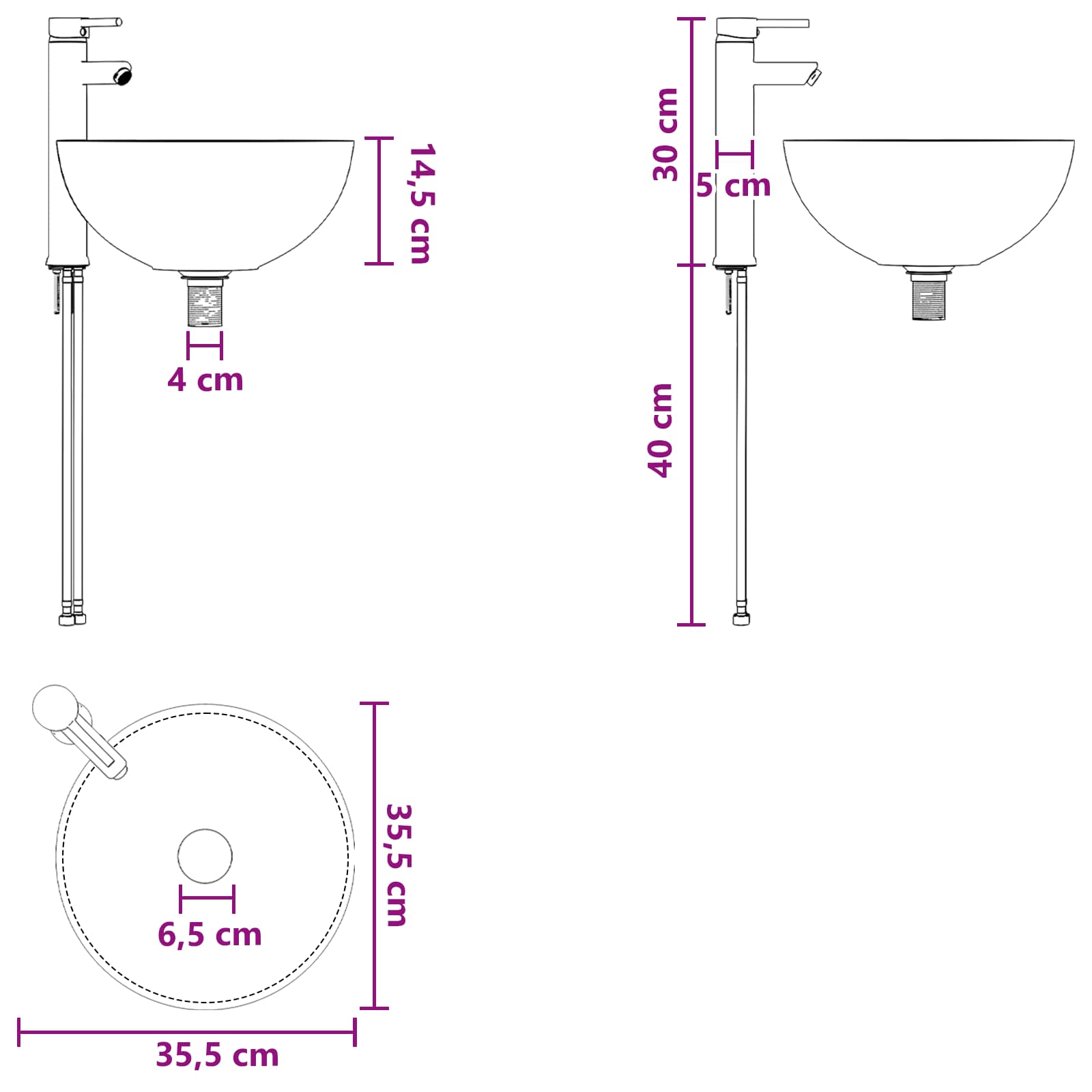 Umivaonik s policom Bijela 49,5 x 41 x 64,5 cm