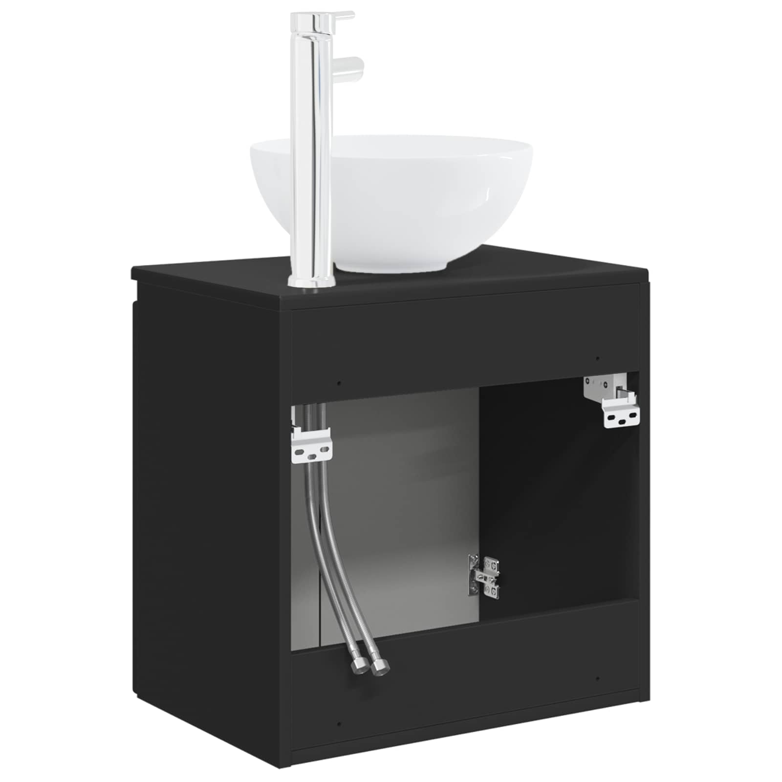 Umivaonik s policom Crna 49,5 x 41 x 64,5 cm Konstruirano drvo