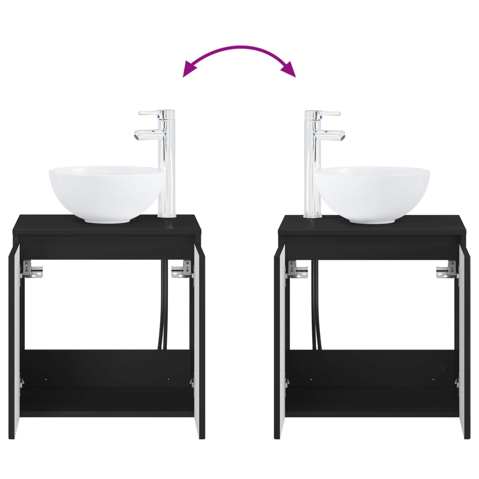 Umivaonik s policom Crna 49,5 x 41 x 64,5 cm Konstruirano drvo